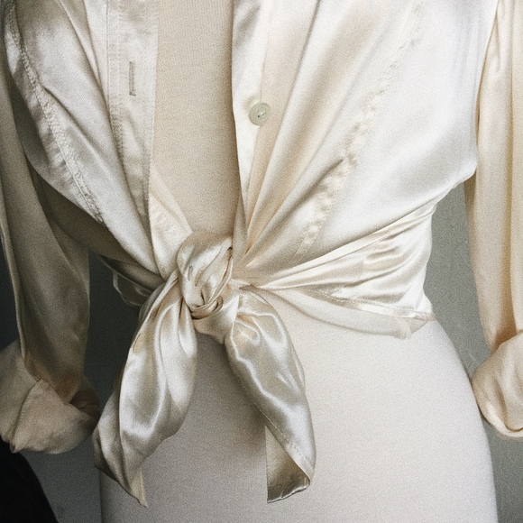 Tops - Cream Silk Button Down